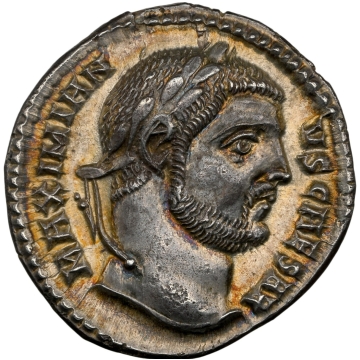 Galerius, as Caesar (AD 305-311). AR argenteus (16mm, 3.17 gm, 11h). NGC Choice AU 5/5 - 5/5. 