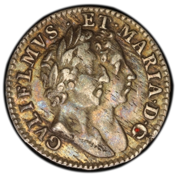 1689 4D 4 Pence - William and Mary PCGS AU50