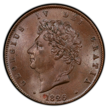 1826 1/2D Half Penny - George IV PCGS MS64BN