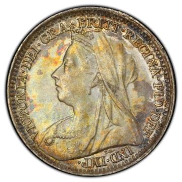 1900 3D 3 Pence - Victoria PCGS MS64 Pop 8 Only 10 Higher MS64 