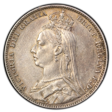 1889 Shil Large Head Shilling - Victoria PCGS AU53