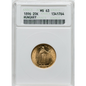 1896 20k Hungary ANACS MS63