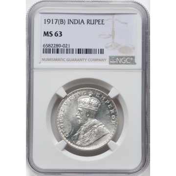 1917(B) INDIA RUPEE NGC MS63