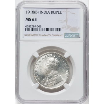 1918(B) INDIA RUPEE NGC MS63