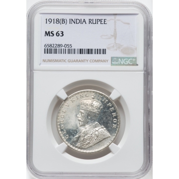 1918(B) INDIA RUPEE NGC MS63