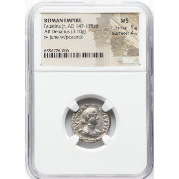 Faustina Jr.,AD 147-175/6 ROMAN EMPIRE AR Denarius NGC 60