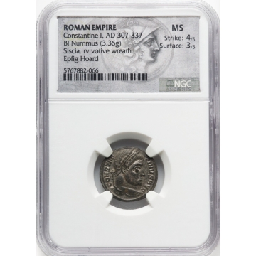 Constantine I, AD 307-337 ROMAN EMPIRE BI Nummus NGC 60