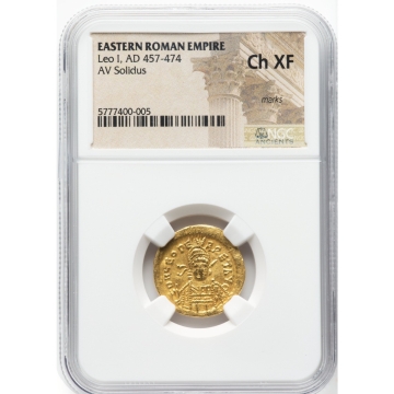 Leo I, AD 457-474 EASTERN ROMAN EMPIRE AV Solidus NGC XF45