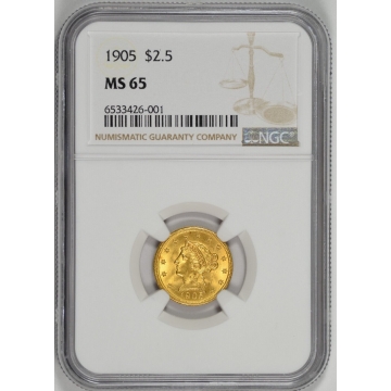 1905 Quarter Eagle $2.50 NGC MS65