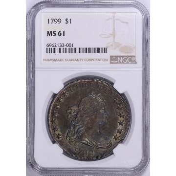 1799 Draped Bust, Lg Eagle S$1 NGC MS61 Great tone