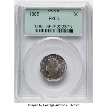 1885 5C Liberty Nickel PCGS PR66 (OGH)