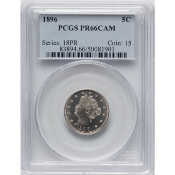 1896 5C Liberty Nickel PCGS PR66CAM