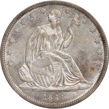 1841 Seated Liberty Half Dollar - No Motto 50C NGC MS65 WB-1 Rarity-3 Repunched Dated Top Pop 0 Finer