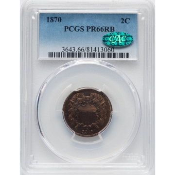 1870 2C Two Cent Piece PCGS PR66RB (CAC) 