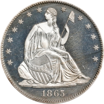 1865 50C Liberty Seated Half Dollar PCGS PR66CAM, Pop Higher Only 3