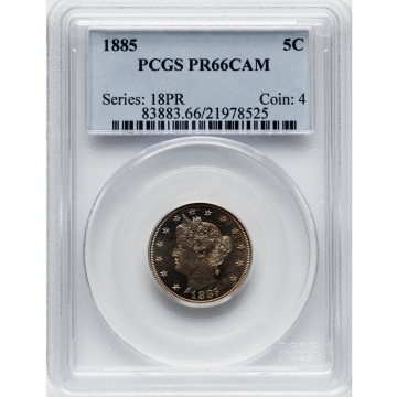 1885 5C Liberty Nickel PCGS PR66CAM