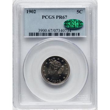 1902 5C Liberty Nickel PCGS PR67  (CAC)