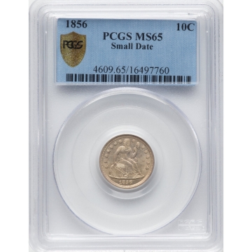 1856 10C Small Date Liberty Seated Dime PCGS MS65