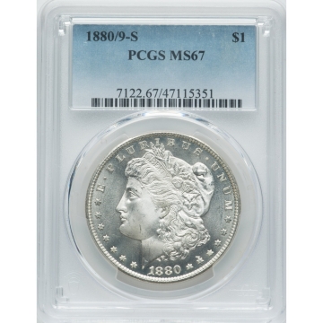 1880/9-S $1 Medium S, VAM-11, MS67 PCGS. A Hot 50 Variety. PCGS Population: (14/1). NGC Census: (15/3). 