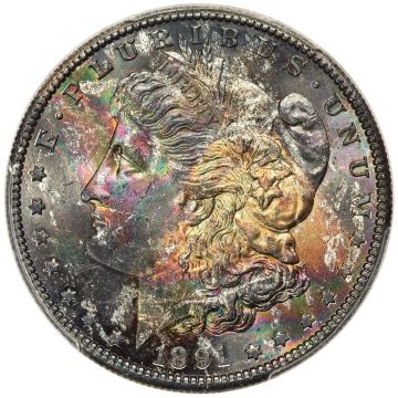 1891-S $1 Morgan Dollar PCGS MS65 Toned