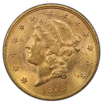 1893 $20 Liberty Head Double Eagle PCGS MS62