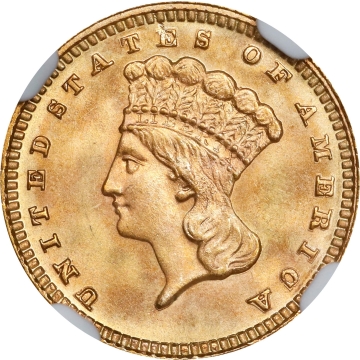  1884 Gold Dollar Type 3 G$1 NGC MS67+ 