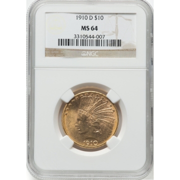 1910-D Indian $10 NGC MS64