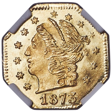 1873 OCTAG LIBERTY California Fractional Gold BG-728 G25C NGC MS68 TOP POP NONE BETTER