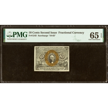 Fr. 1245 10¢ Second Issue PMG Gem Uncirculated 65 EPQ.