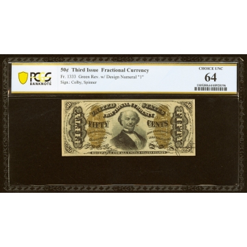 Fr. 1333 50¢ Third Issue Spinner PCGS Banknote Choice Unc 64.