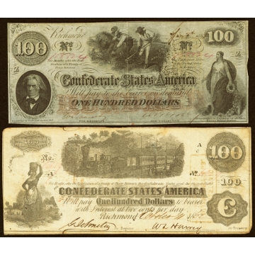 T40 $100 1862 Fine; T41 $100 1862 Extremely Fine. Total: 2 Notes.