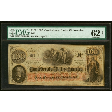 T41 $100 1862 PF-56 Cr. 326 PMG Uncirculated 62 EPQ.