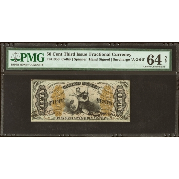 Fr. 1356 50¢ Third Issue Justice PMG Choice Uncirculated 64 Net.