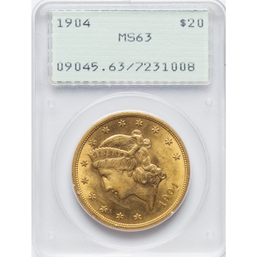 1904 $20 MS63 PCGS, (OGH), Great Color, Great Honey Tone