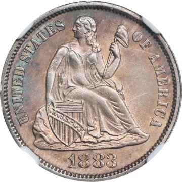 1883 Seated Liberty Dime 10C NGC UNC Details Improperly Cleaned