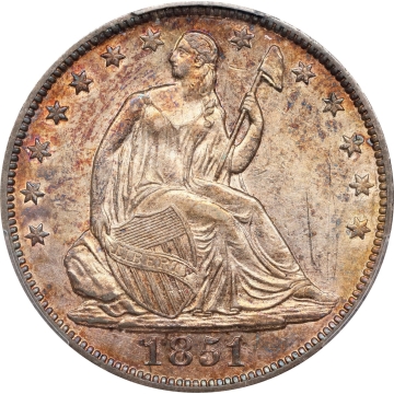 1851-O Liberty Seated Half Dollar 50C. WB-4. Rarity-3. Large O. AU Details--Questionable Color (PCGS).