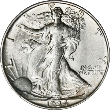 1934 Walking Liberty Half Dollar. Unc Details--Cleaned (PCGS)