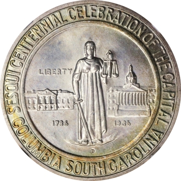 1936-D Columbia, South Carolina Sesquicentennial. Silver Commemorative 50C. NGC MS67 (CAC)