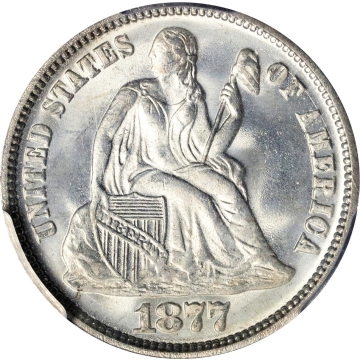 1877 Liberty Seated Dime. Type II Reverse. MS-67 (PCGS). CAC.