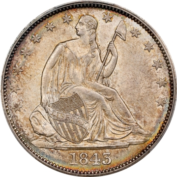 1843-O 50C Liberty Seated Half Dollar PCGS MS64+ CAC