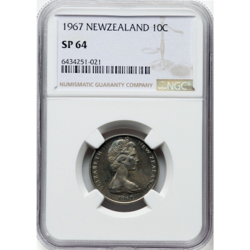 1967 NEWZEALAND 10C NGC PR64DCAM