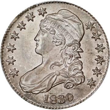 1830 50C Small 0 Overton 106 Capped Bust Half Dollar PCGS MS65+ CAC CMQ