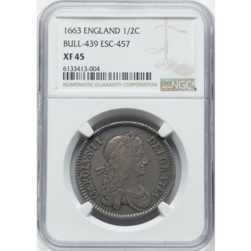 Charles II 1/2 Crown 1663 XF45 NGC