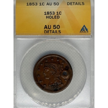 1853 1C HOLED ANACS AU50