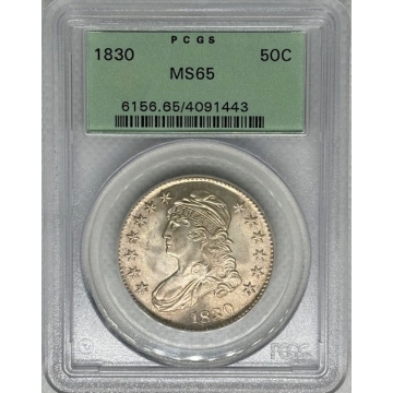 1830 50C Small 0 Capped Bust Half Dollar PCGS MS65 (OGH), Top Pop, Only 13 Higher