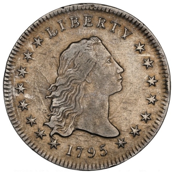 1795 2 LEAVES Flowing Hair Dollar BB-13,B-9 $1 NGC VF35, Rare Die State Provenance Included