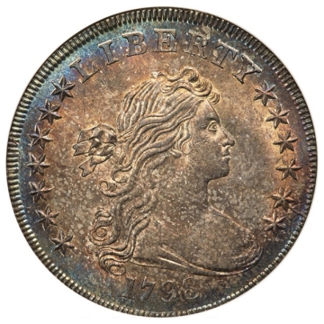 1798 POINT 9 WIDE DATE Draped Bust, Lg Eagle BB-124,B-24 S$1 NGC MS64 (Finest Blundered star variety)