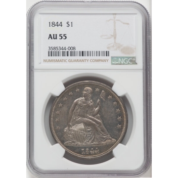 1844 Seated Liberty - No Motto S$1 NGC AU55