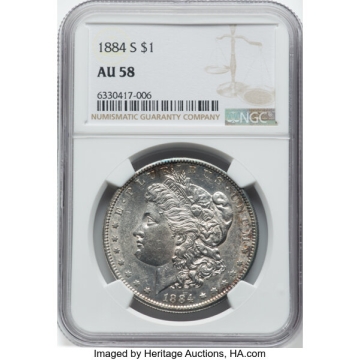 1884-S Morgan Dollar S$1 NGC AU58