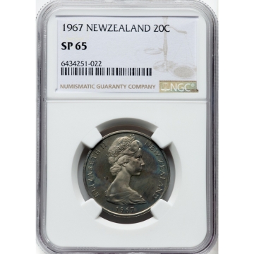 1967 NEWZEALAND 20C NGC SP65